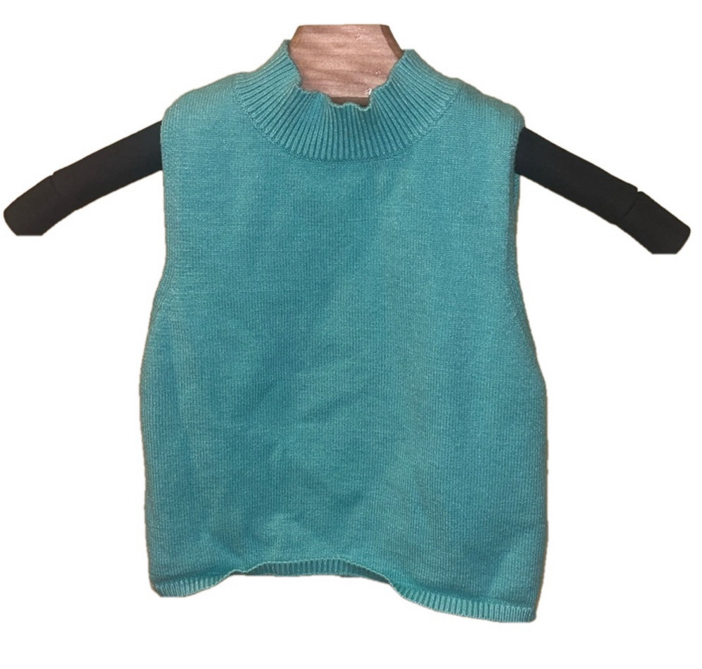 BLUE HIGH NECK KITTENISH TANK TOP